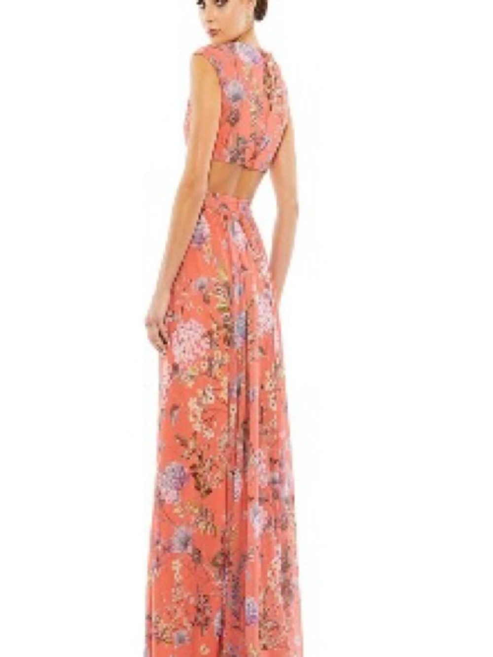 Mac Duggal Coral Goddess Vacation Maxi Dress Size 0 - Picture 4 of 8